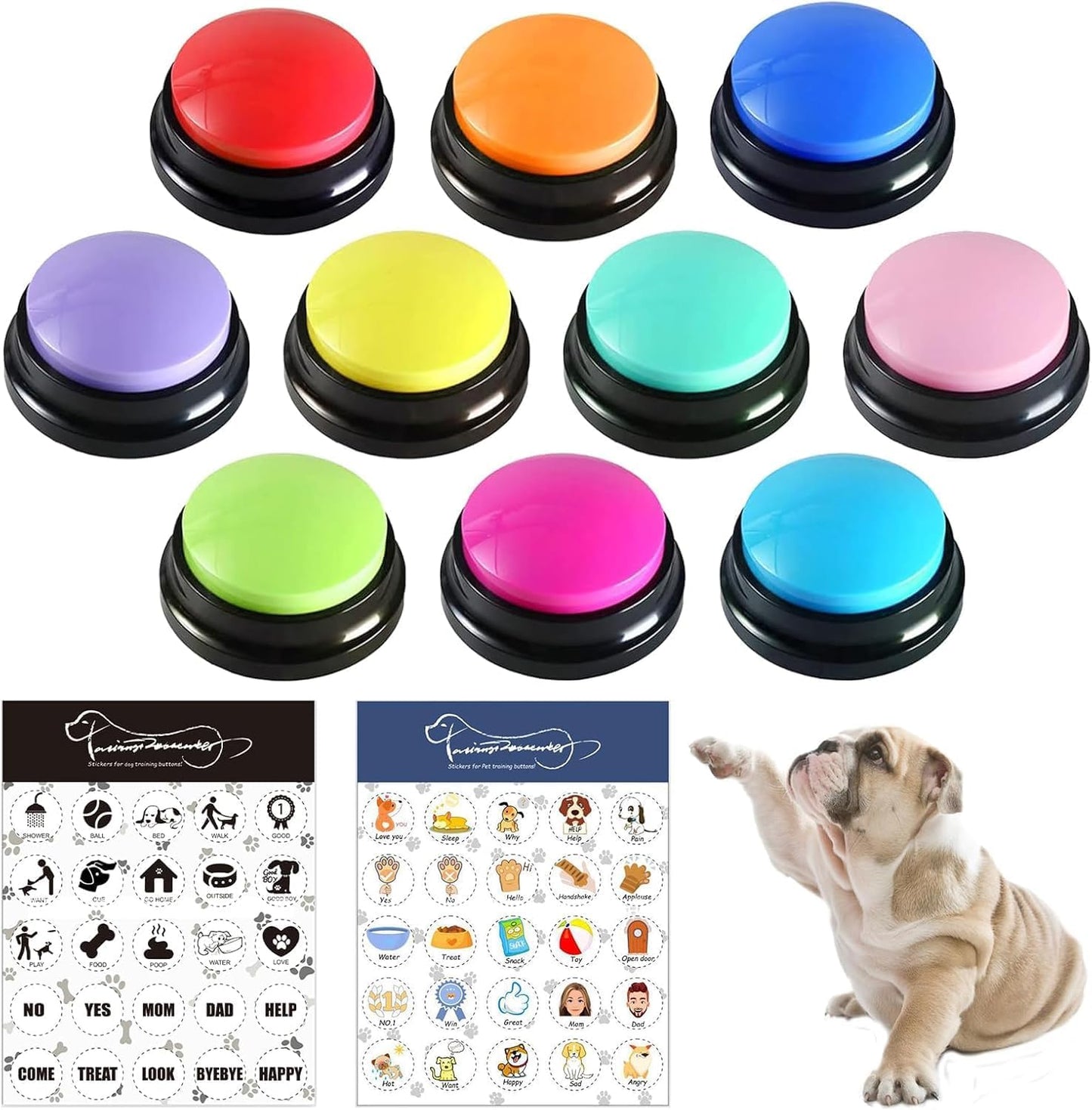 Pet Training Button, Dog Voice Training Buzzer, Dog Button, Dog Button for Communication Recordable Buttons - Train Your Dog to Say the Sounds They Need to Say! (8 Buttons)