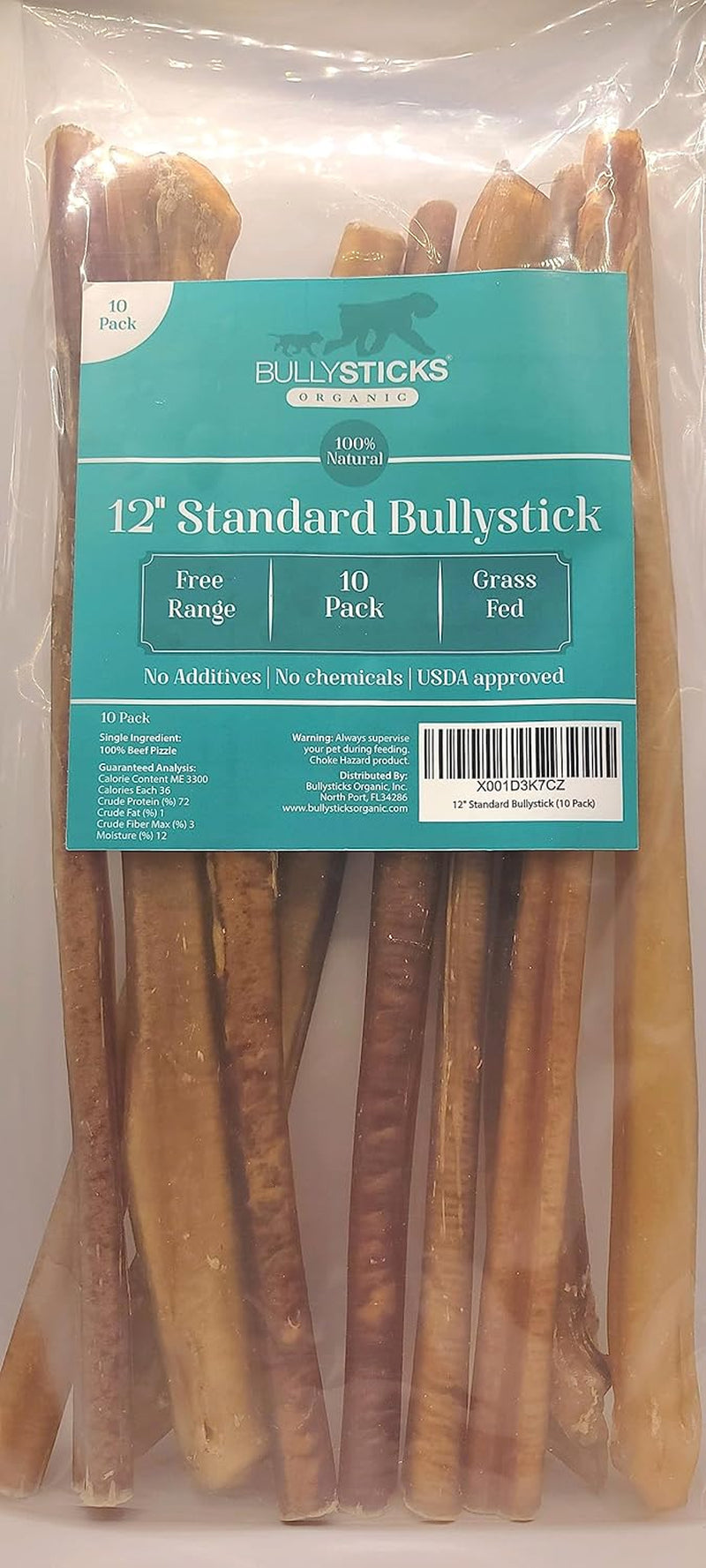 Free Range 12" Jumbo Thick Bully Stick Treat (4 Pack) (Beef)